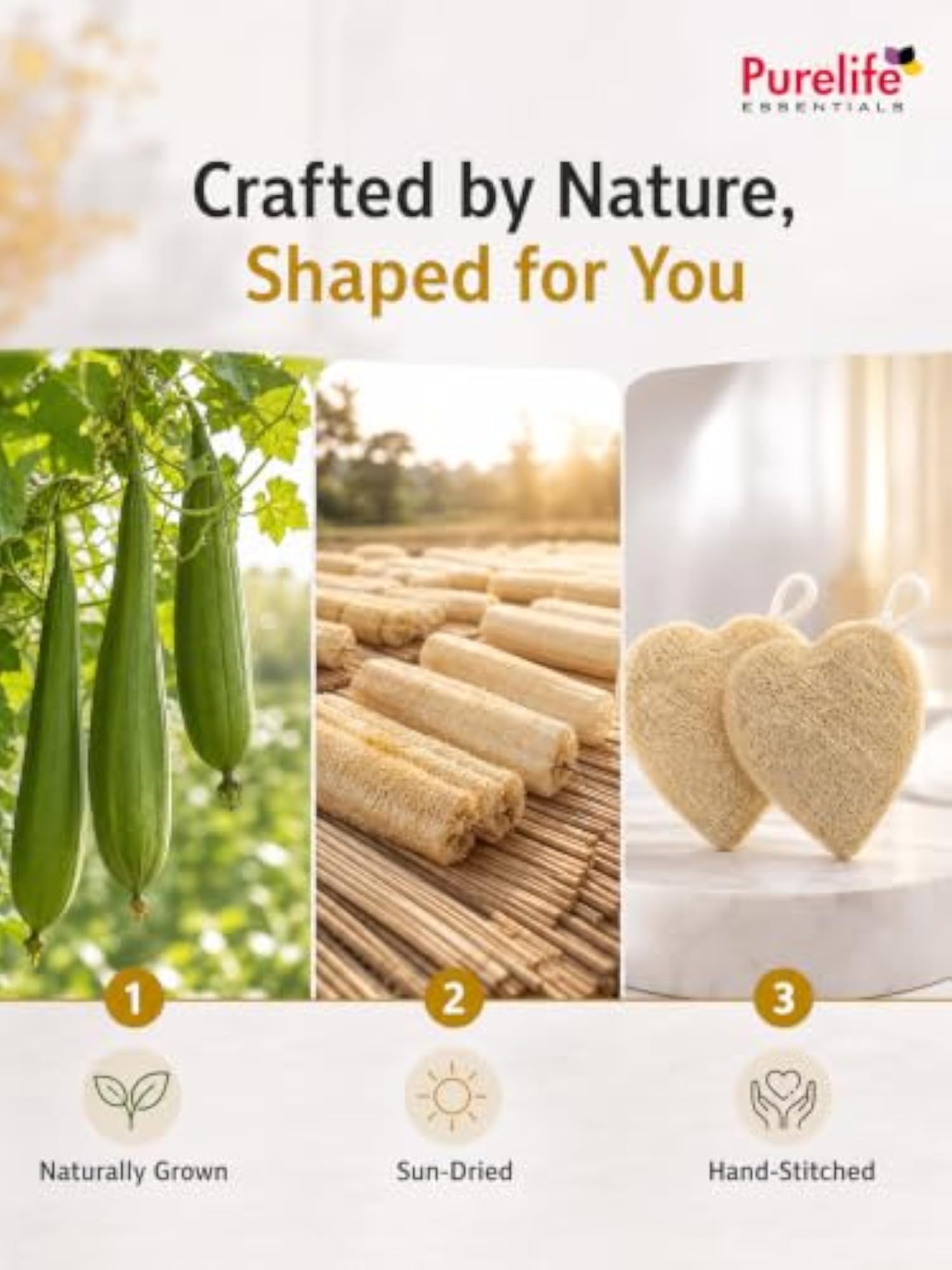 Heart Shape Organic Natural Loofah, Pack of 2