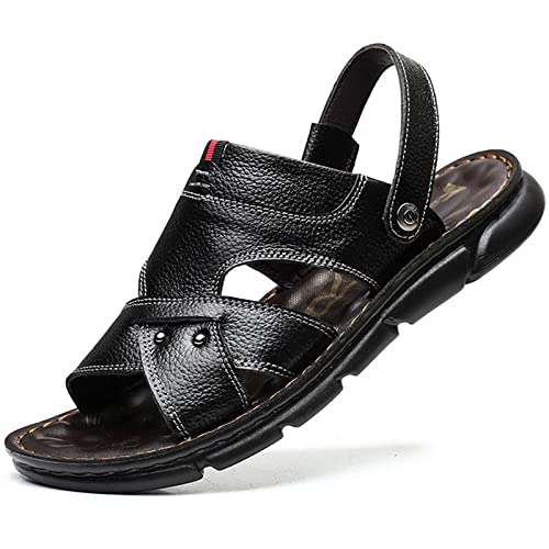 Mens Leather Sandals, Open Toe Beach Sandal, Summer Outdoor Hiking Walking Men's Casual Sandals