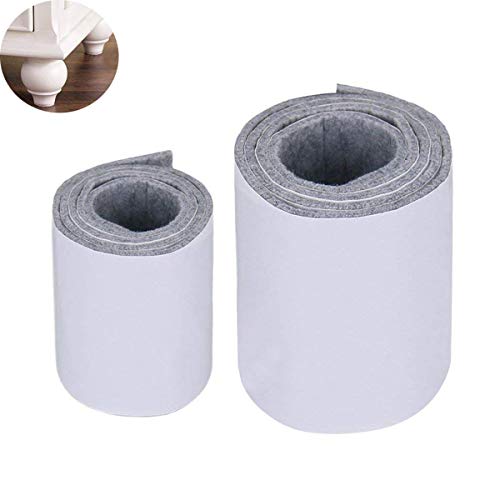 Preisvergleich Produktbild Selbstklebende Filzplatten,TANGGER 2 Rolle Grau Zuschneidbar Filzgleiter zum Kleben Bodenschutz Möbelgleiter Filz für Stuhlbein Schrank Parkett Laminat Fliesen DIY(100 * 10cm,100 * 15cm)