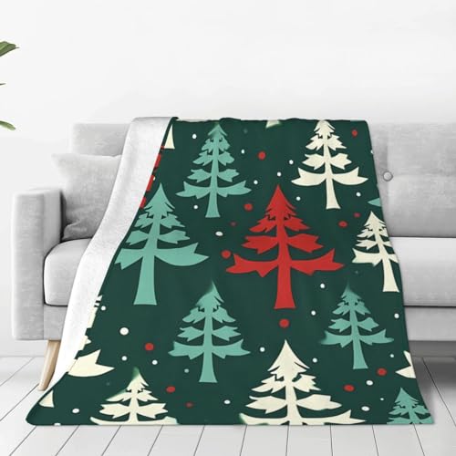 Couverture en micro polaire avec imprimé sapin de Noël plaid chaud pour lit