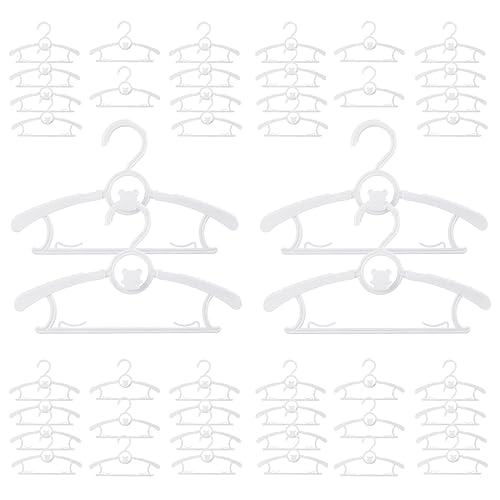 Image of Baby Hangers for Nursery Closet 40 Pack Plastic Kids Clothes Hanger Space Saving Non Slip Extendable Toddler 11-14” Adjustable Hangers Heavy Duty Clothing Infant Hanger Bulk, White