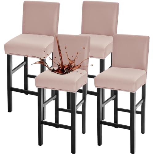 Image of FUANGUI Bar Stool Covers Set of 4, Waterproof Stretch Bar Stool Seat Covers | Washable Removable Bar Chair Covers with Backs Slipcovers, Bar Chair Covers Square for Kitchen Dining Room Cafe
