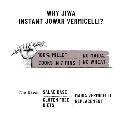 Image of Jiwa Instant Jowar Vermicelli | 200 G | Cooks in 7 Minutes | Ready to Cook | 100% Millet | No Maida, No Atta | Gluten Free (Pack of 2)