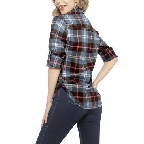 Image of Match Women's Long Sleeve Plaid Flannel Shirt #2021