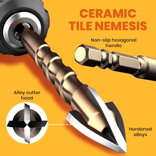 Image of Serplex 7pcs Drill Bit Set Alloy Steel Drill Bits 3mm to 12mm Hex Shank Drill Bits High Impact Power Drill Carbide Tips Concrete Drill Bit Set for Glass, Tile, Brick, Cement, Concrete, Plastic, Wood