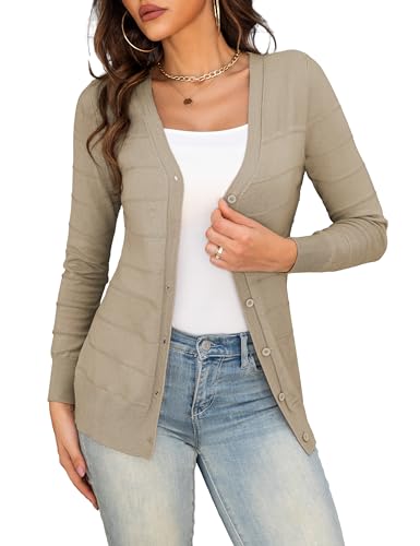 Othyroce Women's Cardigans V Neck Button Down Long Sleeve Knit Open Front Sweater2