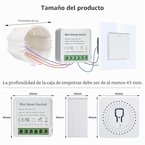 Módulo interruptor inteligente wifi de 2 vías pack de 4 con app Tuya y Smart Life 2