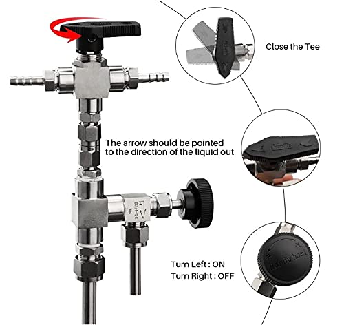 Bierflaschenfüller, 40cm Lange Edelstahl Flaschenfüller, Gegendruckfüller CO2 Bierabfüller, Heimbrauen Gefüllt Bierflasche mit Druckregulierung, Abnehmbarer Bierbrauset für Bar Home Wein Abfüllung