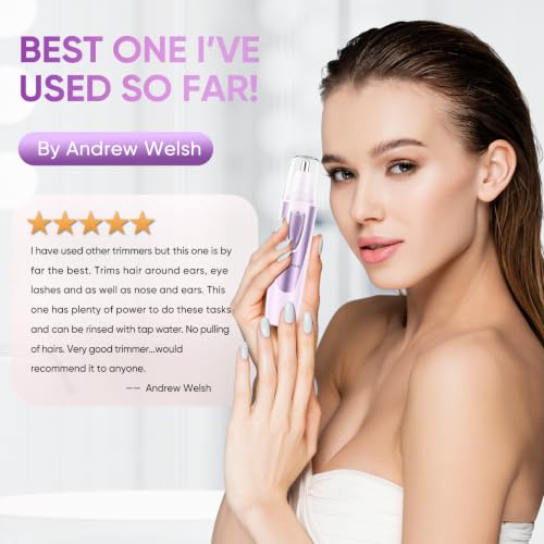 Image of Ear and Nose Hair Trimmer Clipper - 2026 Professional Painless Eyebrow & Facial Hair Trimmer for Men Women, Battery-Operated Trimmer with IPX7 Waterproof, Dual Edge Blades for Easy Cleansing Lavender