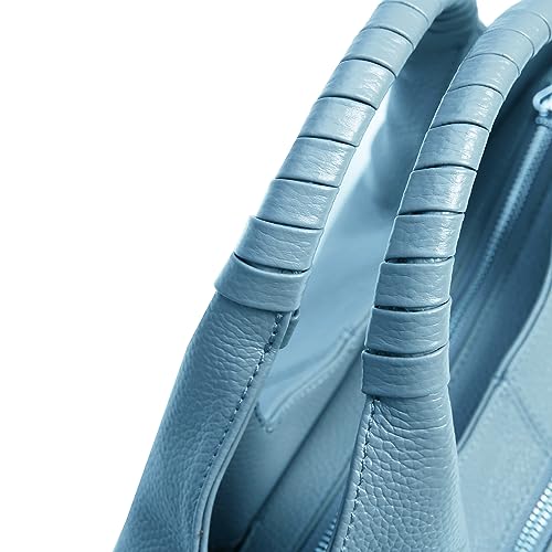Iswee Genuine Leather Shoulder Bag Purses for Women Satchel Bags Ladies Crossbody Bags Ladies Handbags Women's Top-handle Handbags Summer (Light Blue) - Thumbnail 4