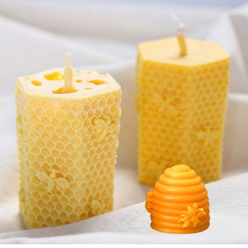 2 Pieces 3D Bee Honeycomb Silicone Molds Candle Making Molds Beehive Soap Making Molds Cake Fondant Silicone Molds #TOP5