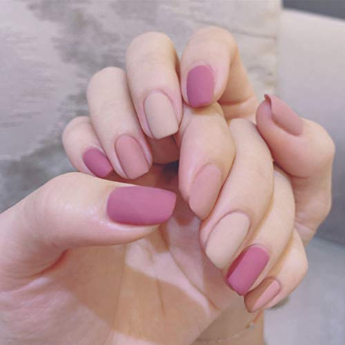 Tgirls 24Pcs Color Matte False Nails Full Cover Short Square Fake Nails Ombre Wedding Party Nail for Women and Girls