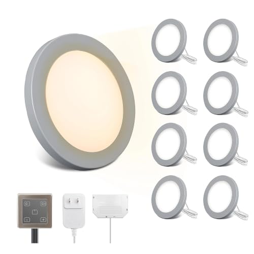 V4light Wired LED Puck Lights, 8 Pack, Plug-in Under Cabinet Lighting