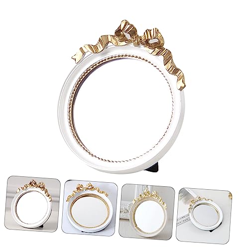 Espejo redondo para maquillaje con lazo de resina portátil miniatura 5