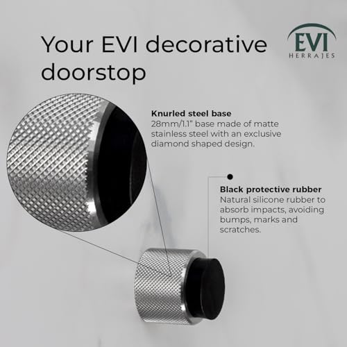 Butée de porte murale en acier mat EVI Herrajes au design moleté élégant