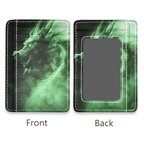 Dragon Green leather ladies wallets slim With ID Window RFID Blocking small card wallet woman for Men and Women2