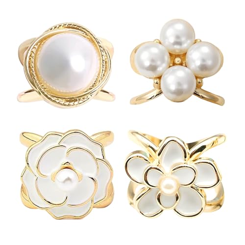Image of 2 Pcs Scarf Ring Clips for Women Metal Shirt Tightener Cinch Buckle for Silk Scarf Shawl Blouse Sweater T Shirt Clothing Accessories