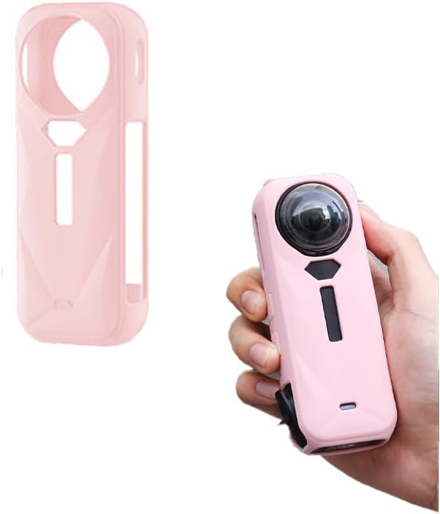 Protective Case with Mounting Frame Compatible with Insta360 X5 – Silicone Shockproof Cover with Hard Shell for Full-Body Protection and Accessory Expansion (Pink)