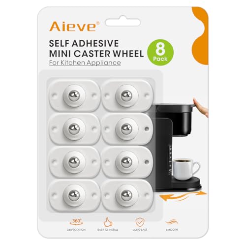 Aieve Appliance Rollers, 8 Pack Small Appliance Slider, Self Adhesive Caster Wheels, Mini Swivel Wheels for Kitchen Countertop Easy Moving