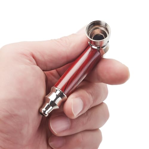 2pc Short Realistic Wood Grain Tobacco Pipe With Cleaner Tamper Tool Black Bag, 3 inch Smoking Pipe Accessories Kit - Image 3