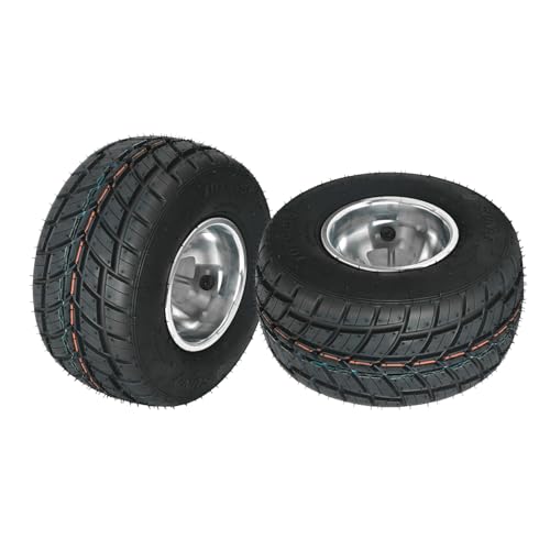 REBEKAMODS 10x4.50-5 Front Go Kart Tires with 3 holes Rims, 2 Pcs Front Wheel Rain Tire 10x4.50x5, Go-Kart & Kart-Racer Tire for Go Cart, Drift Trikes, Mini Bike, ATV (2Pcs)