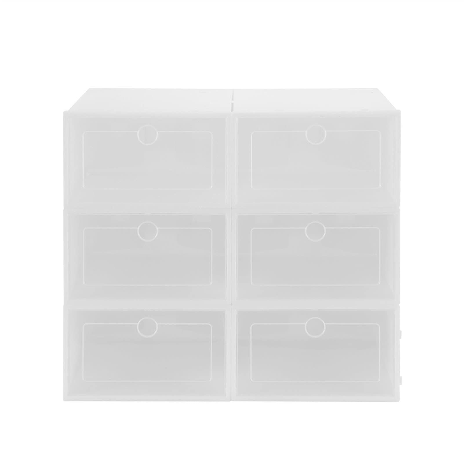 Boîte à chaussures transparente pliable en lot de 6 cubes de rangement blancs pour armoire