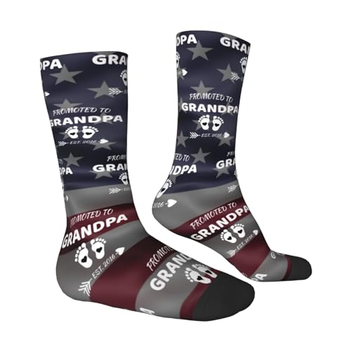 Promoted To Grandpa Est. 2016 Adult Polyester Crew Socks Breathable Moisture-Wicking Athletic Running Gym23
