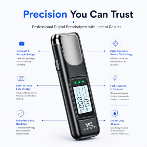 Image of Advanced Digital Alcohol Tester Machine | Portable Non-Contact Breath Analyzer with Accurate BAC Tester with Highly Sensative Chip | Rechargeable for Personal,Office Use | 1 Year Warranty