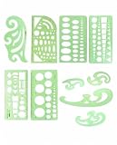 KACZUS Normografo 9 Pezzi Set di Stencil Geometrici, Strumento per Disegnare Cerchi e Curvilinee in Plastica Rigida, Template Precisi per Sc …