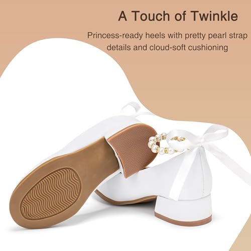 Image of THEE BRON Girls Low Heel Dress Shoes Mary Jane Party Wedding Flower Girl Pumps