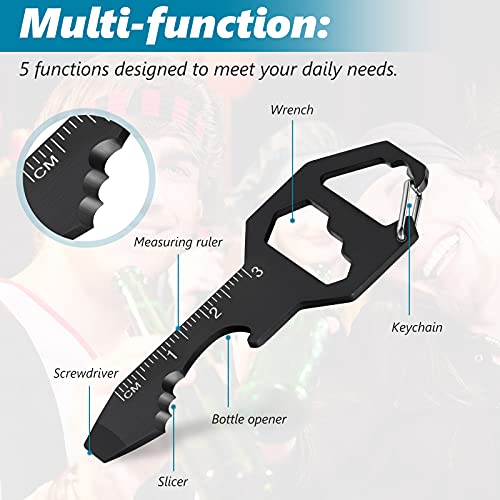 4 Pieces Bottle Opener Multi Tool Stainless Steel Edc Gadget Universal Pocket Tools 6-In-1 Multi-Tools Function Bottle Opener, Metric Ruler #TOP2