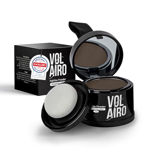 Volairo polvere correttiva – castano scuro – 4 g – copre la ricrescita visibile, i capelli grigi e le zone diradate – make-up resistente all’acqua – adatta a uomo e donna