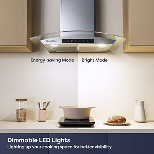 Range Hood 30 Inch With Soft Touch Control 450 Cfm Wall Mount Vent Hood For Kitchen With Auto Shut Off Function, Ducted/Ductless Convertible #TOP3