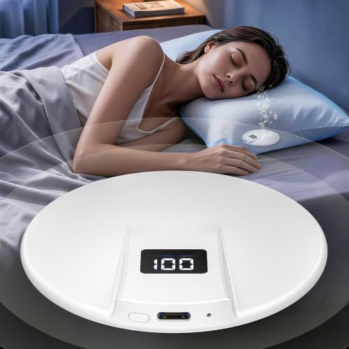 Hoarahloux Bone Conduction Under Pillow Sleep Bluetooth Speaker for Side Sleepers, Bluetooth 6.0 Wireless Speaker with Digital Display Portable Player for Sleep Music White Noise Audiobooks (White)
