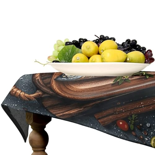 Nappe de table en lin durable lavable au motif sardines élégant
