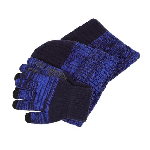 1Set Winter Warm Gloves Neckerchief Hat for Boys and Thicken Outdoor Full Finger Gloves Cozy Winter Kit with Warm Neckerchief for Outdoor Activities Fashionable