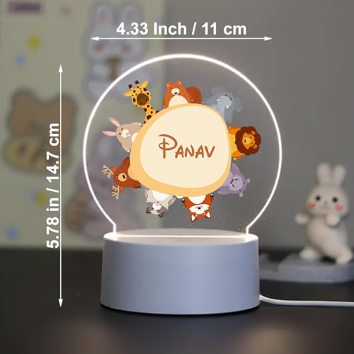 Image of SNAPTRAP LED Name Light Customized for Kids | Personalized Acrylic Night Lamp with Custom Name | Cute Animal, Rainbow, Butterfly & Teddy Themes | USB Powered Nursery Night Light Gift (Animal Circle)