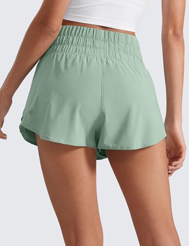 Image of CRZ YOGA Ruffle Skirt Overlay Athletic Shorts | High Waisted, Quick Dry, Lightweight, Flowy, A Zip Pocket, for Women