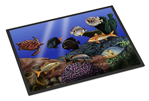 Caroline's Treasures PTW2028JMAT Undersea Fantasy 1 Doormat 24x36 Front Door Mat Indoor Outdoor Rugs for Entryway, Non Slip Washable Low Pile, 24H X 36W