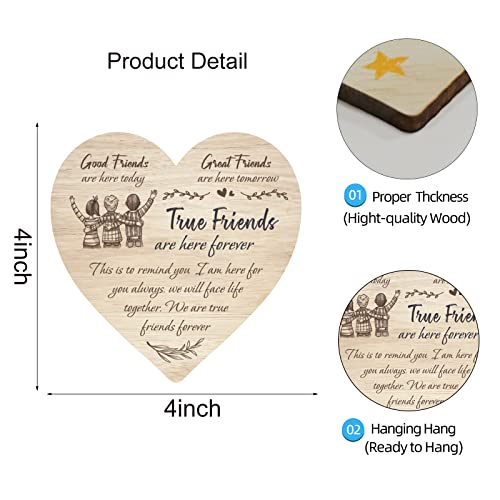 Friend Gifts For Women - Good Friends Are Here Today, Great Friends Are Here Tomorrow, True Friends Are Here Forever Wooden Hanging Heart Plaque #TOP5