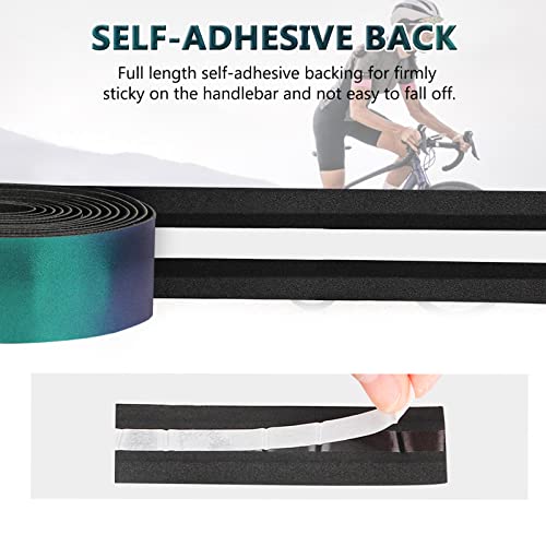 Road Bike Handlebar Tape, Bicycle Bar Tape, PU Leather + EVA, Gradient Aurora Green Cycling Handle Grip Wrap - 2 Rolls