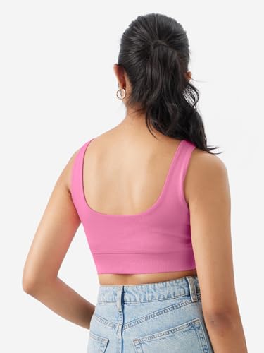 Image of The Souled Store Solids: Flamingo Pink Women and Girls Pull On Cotton Blend Bralette Top
