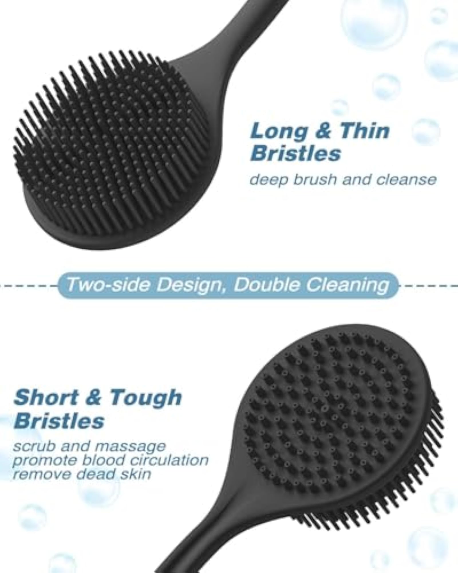 2 in 1 Silicone Bath Brush Back Scrubber