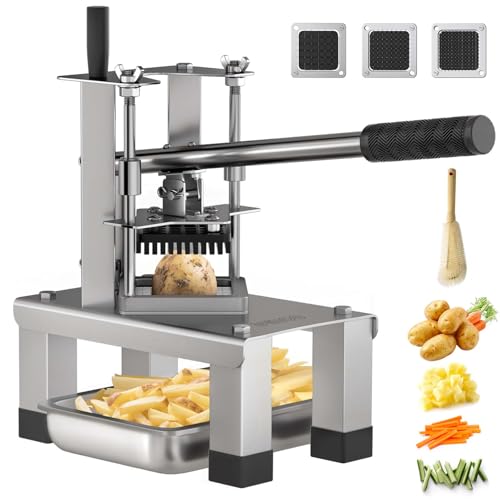ARINOO Commercial French Fry Cutter and Vegetable Dicer with 3 Stainless Steel Blades – 3/8