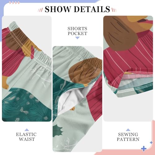 ZZXXB Winter Dachshund Spruce Branch Boys Long Pants Soft Trousers Elastic Waist Kids Lounge Bottoms with Pockets S-XL4