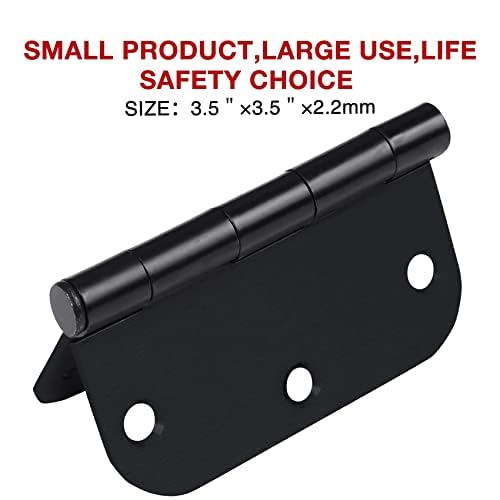 Image of TDCHINGES Rounded Door Hinges Matte Black 3.5 Inch for Interior Bed Room | 2 Pack,5 /8 inchApartment Cottage Flat Bungalow Mobile Home Decor Skyscraper Indoor Hinge for Doors Use Renovate Office Kitchen RV