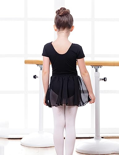 Kiench Saia de balé para meninas de chiffon para crianças e adolescentes de 4 a 16 anos, Preto, 10-1