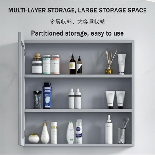 Wall-Mounted Bathroom Cabinet with Large Mirror, Waterproof Storage Cupboard, Thickened Board, Moisture-Proof Design, Space-Saving, Ideal for Organizing Essentials