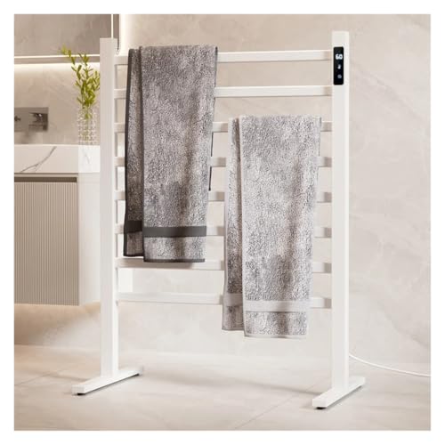 Porte-serviettes chauffant autoportant blanc 220V avec minuterie intégrée - 8