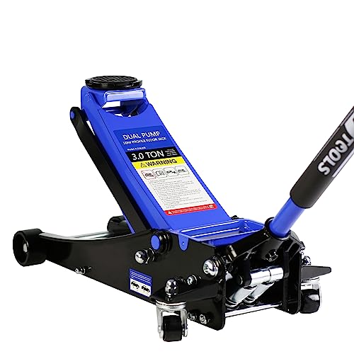 PULLAFUN 3 Ton Low Profile Floor Jack Capacity 6600 lbs with Dual Piston,Steady Steel Quick Lift Pump (Lift Pump 3.3\"-19.7\")